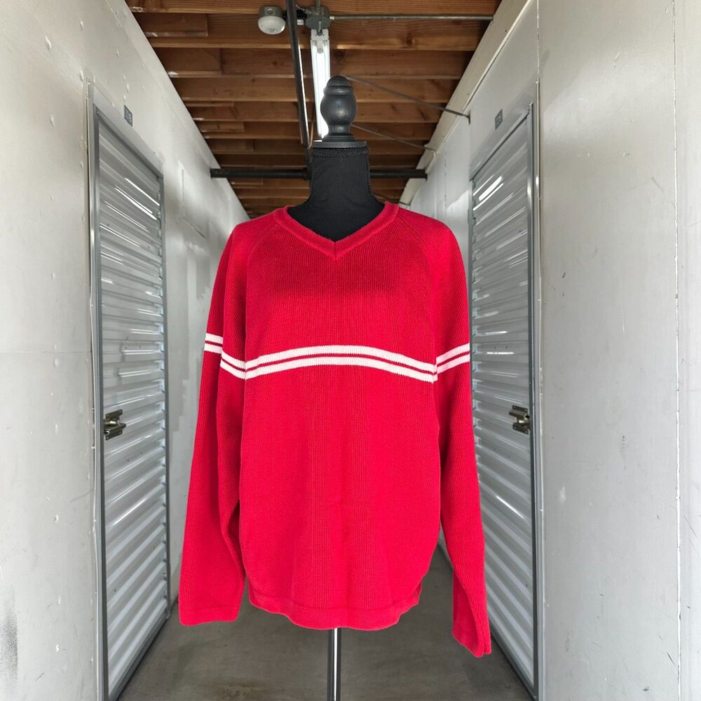 Vintage Abercrombie Performance Sweater Mens XL V Neck Y2K 100% Cotton